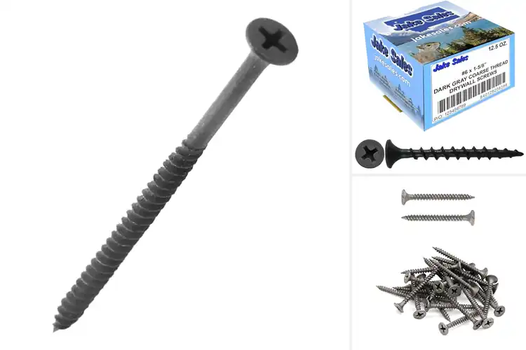 Detailed view of Best gray phosphate finish drywall screws