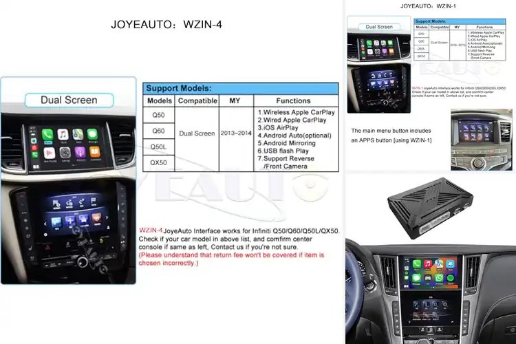 Detailed view of Best Infiniti Q50 Q60 CarPlay Retrofit Kits